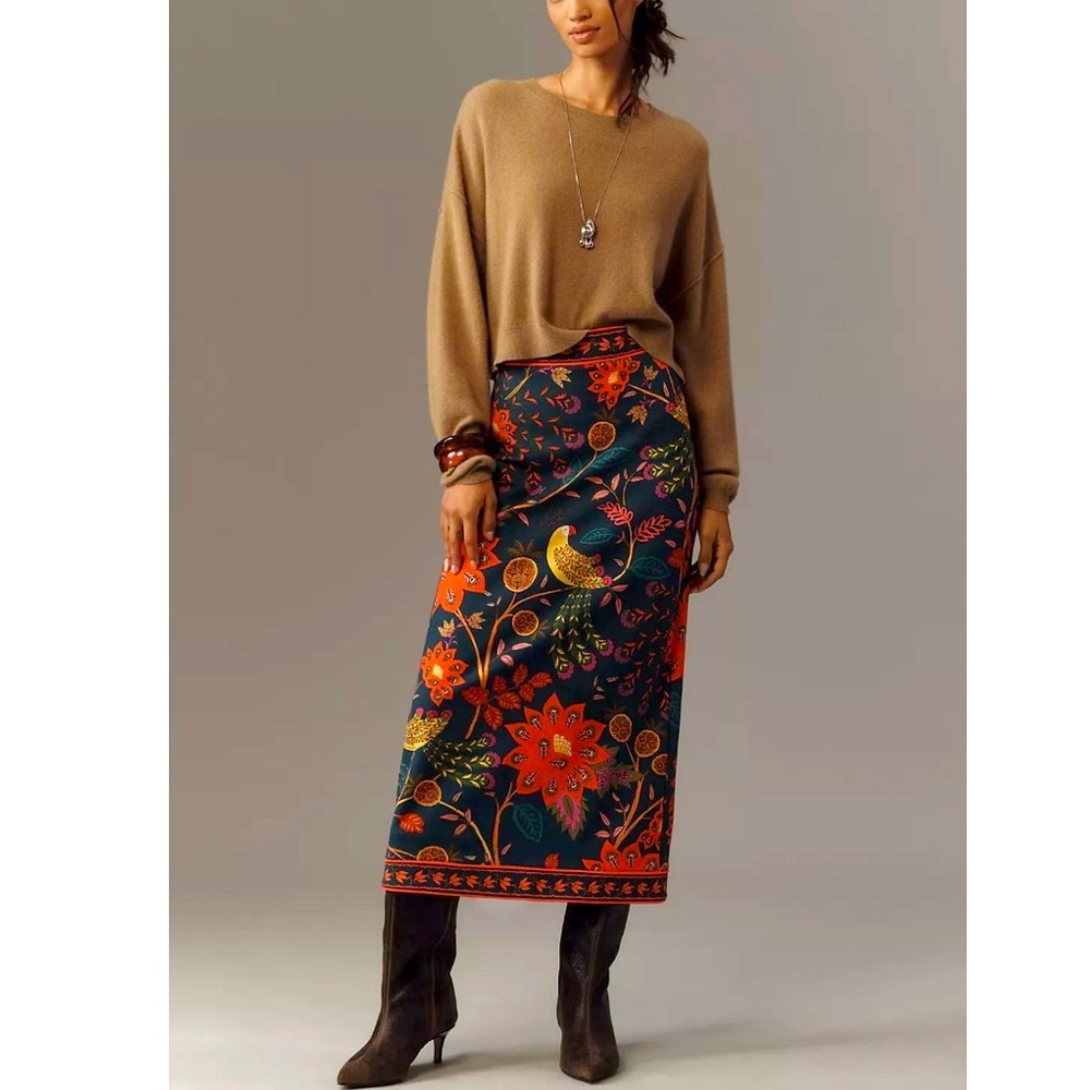 FARM Rio x Anthropologie Punto Roma Midi Pencil Skirt Size XS NWT